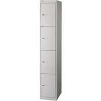 Grey 4-Door Metal Storage Lockers - Cam Lock With 2 Keys - Bisley