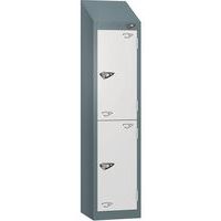 Pure 2-Door Low Sloped-Top School Locker - Hasp Lock - 1200x300x450mm