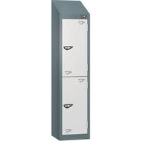 Pure 2-Door Low Sloped-Top School Locker - Cam Lock - 1200x300x300mm