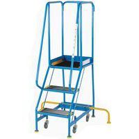 3-Tread Narrow Mobile Anti-Slip Step Ladder & Guardrail - BS & EN131-7