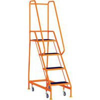 4-Tread Narrow Mobile Step Units With Guardrails & Anti-slip Steps
