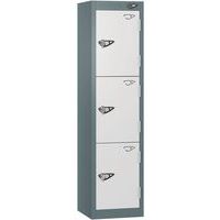 Pure 3-Door Carbon Zero Low School Locker - Hasp Lock - 1200x300x300mm