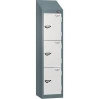 Pure 3-Door Low Sloped-Top School Locker - Cam Lock - 1200x300x300mm