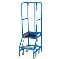 2-Tread Narrow Mobile Ribbed Rubber Step Ladder & Guardrail - EN131-7