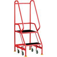2-Tread Narrow Mobile Step Unit With Guardrails & Ribbed Rubber Steps