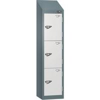 Pure 3-Door Low Sloped-Top School Locker - Hasp Lock - 1200x300x450mm