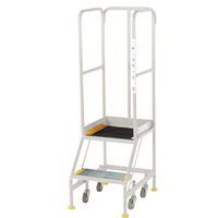 2-Tread Narrow Mobile Anti-Slip Step Ladder & Guardrail - BS & EN131-7