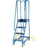 4-Tread Narrow Mobile Anti-Slip Step Ladder & Guardrail - BS & EN131-7