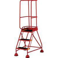 3-Tread Mobile Anti-Slip Step Ladder & Guardrail - British Standard