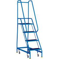 4-Tread Narrow Mobile Step Unit With Guardrails & Ribbed Rubber Steps