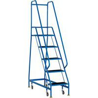 5-Tread Narrow Mobile Step Unit With Guardrails & Ribbed Rubber Steps