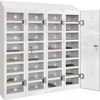 School Mobile Phone Clear Door Locker - 32 Storage Compartments - Pure