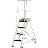 4-Tread Mobile Ribbed Rubber Step Ladder & Guardrail -British Standard