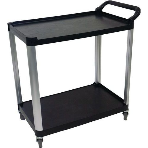 Industrial Aluminium Trolley/Cart With 2 Deep 30kg Plastic Shelves