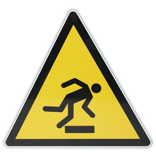 Warning sign - Trip hazard, floor-level obstacle - Aluminium