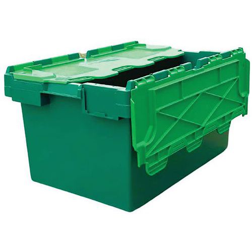 Tote Box With Attached Lid Green