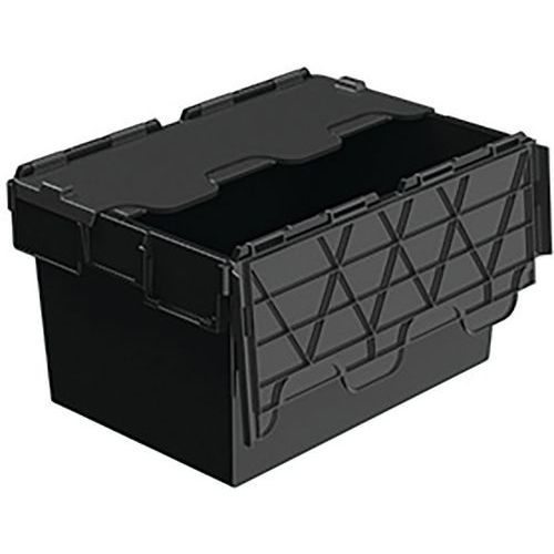 Tote Box Attached Lid Container Black