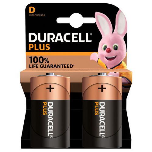 Plus 100% D alkaline battery - 2 or 4 units - Duracell