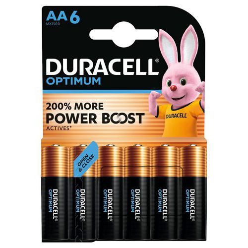 Optimum AA alkaline battery - Six units - Duracell