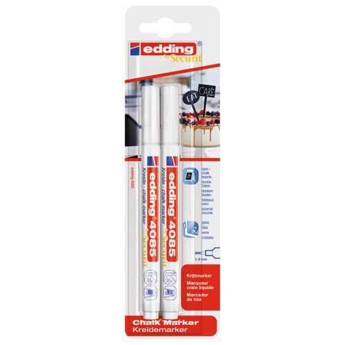 Securit 4085 liquid chalk marker with fine tip - White - EDDING