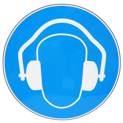 Sign - Ear protection must be worn - Adhesive - Manutan