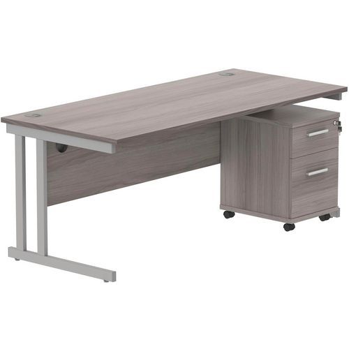 Office Desk - 1800x800mm - 2-Drawer Mobile Under Pedestal - 2 Uprights