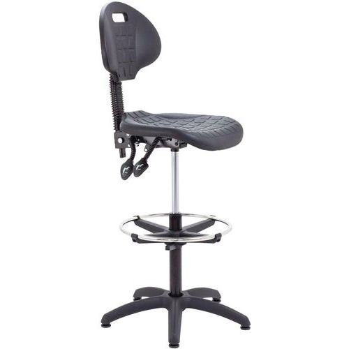 Black Workshop/Draughtsmans Chair - Adjustable Footring, Seat & Back