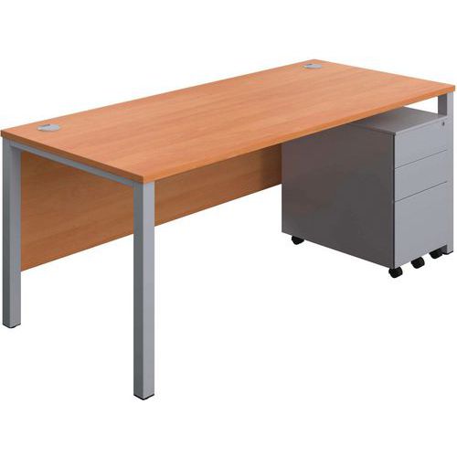 Office Desk - 3-Drawer Storage Pedestal & Goal Post Legs - 1800x800mm