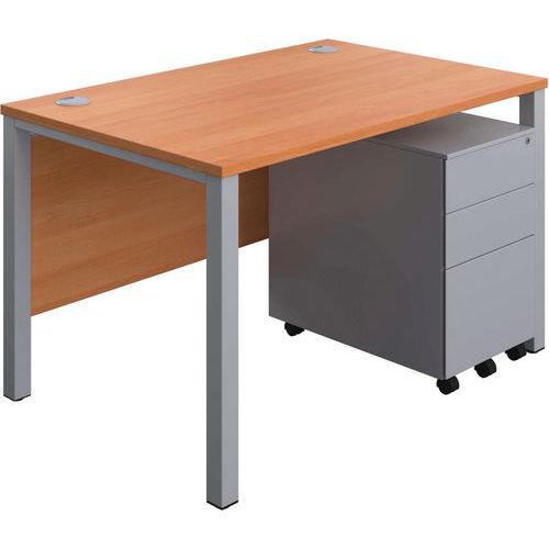 Office Desk - 3-Drawer Storage Pedestal & Goal Post Legs - 1200x800mm