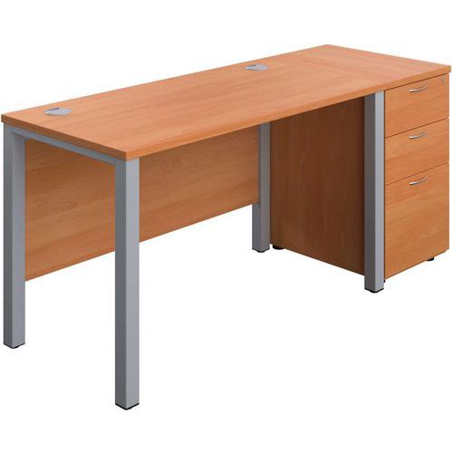 Office Desk - 3-Drawer High Pedestal & Goal Post Legs - WxD 1200x600mm