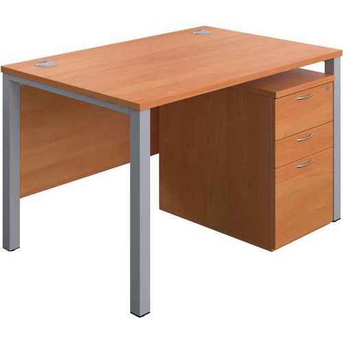 1200x800 Office Desk - 3-Drawer High Mobile Pedestal & Goal Post Legs