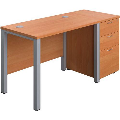 Office Desk - 3-Drawer High Pedestal & Goal Post Legs - WxD 1000x600mm