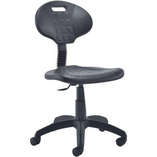 Black Workshop/Draughtsmans Chair - Polyurethane - Height Adjustable