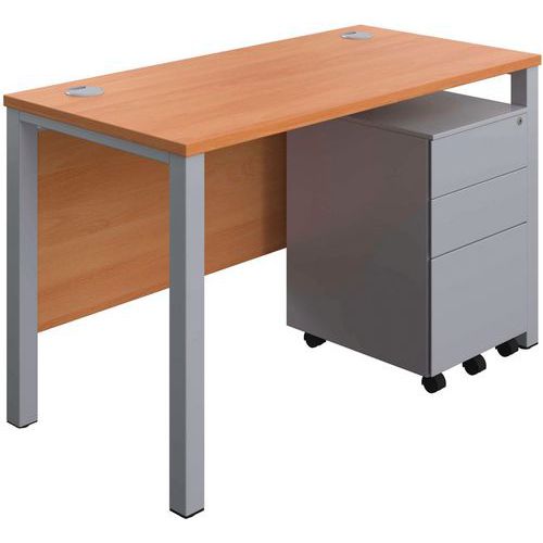 Office Desk - 3-Drawer Storage Pedestal & Goal Post Legs - 1200x600mm