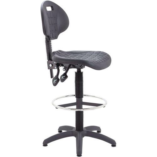 Black Draughtsmans Chair - Fixed Footring - Adjustable Seat & Back