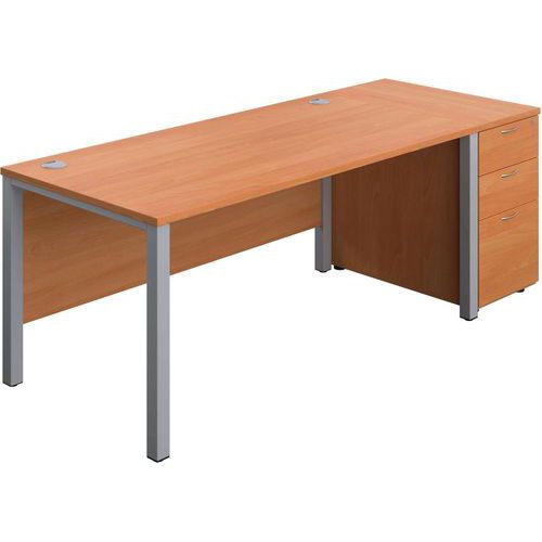 Office Desk - 3-Drawer High Pedestal & Goal Post Legs - WxD 1600x800mm