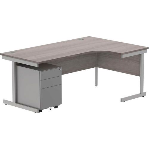 Right Hand Corner Desk & 3 Drawer Pedestal - WxD 1800x1200mm - CORE
