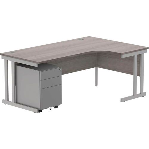 Right Hand Desk - 3-Drawer Under Pedestal - x2 Uprights - 1800x1200mm