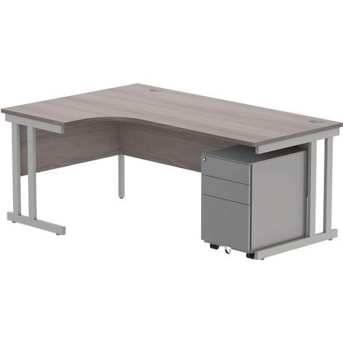 Left Hand Desk - 3-Drawer Under Pedestal - x2 Uprights - 1800x1200mm