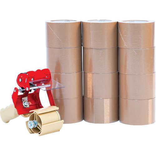 Self-Adhesive Kraft Tape Starter Kit - 50mx75mm + Dispenser
