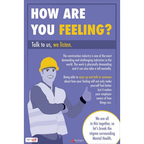 Mental Health 10/4mm Correx Signs - How Are You Feeling 600x400mm