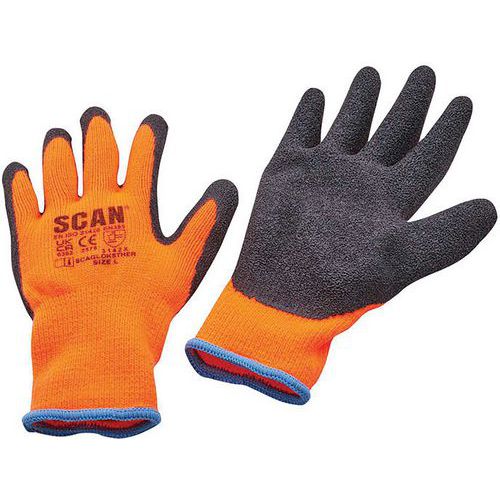 Hi-Viz Dipped Latex Gloves - Size Large - Thermal Lining
