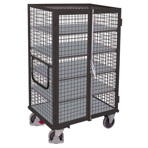 Mesh trolley with hinged doors and shelves - 500 kg