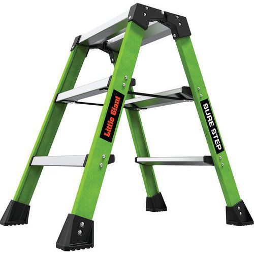 Little Giant 2-Tread Folding Sure Step Stool - Green HiViz Fibreglass