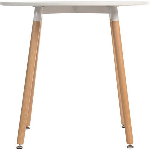 White Round Canteen/Breakout Room Table With Beech Legs - Skandi
