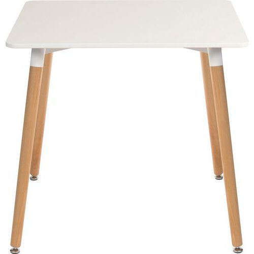 White Square Canteen/Breakout Room Table With Beech Legs - Skandi