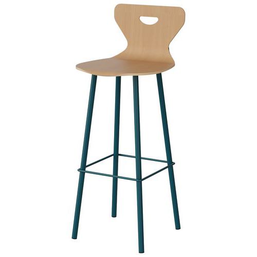 Malibu stool with beech shell hand-held piet. steel - Manutan Expert