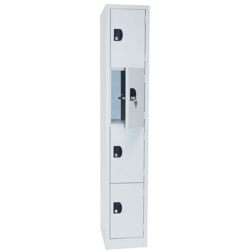 Tall Metal Storage Lockers - 4 Cabinets - 1800mm High - Manutan Expert Tall Metal Storage Lockers - 4 Cabinets - 1800mm High - Manutan Expert