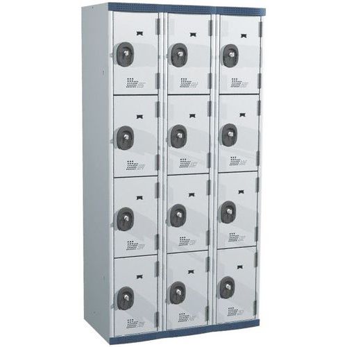 Seamline Optimum® twelve-compartment locker - 3 x 300-mm columns - On base - Acial