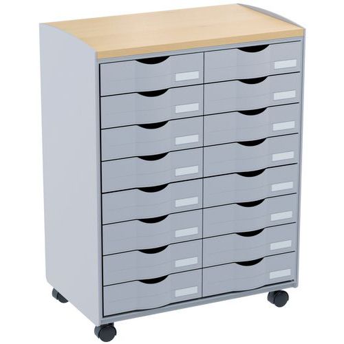 Mobile trolley with drawers - 16 drawers - Paperflow